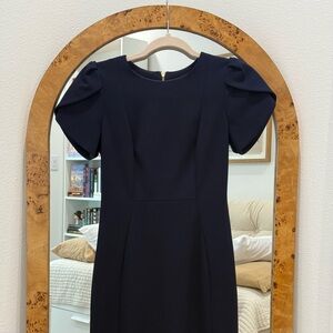Calvin Klein Navy Puff Sleeve Work Dress